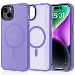 Husa MagSafe pentru iPhone 14 Plus, CASEY STUDIOS, de Protectie, Slim, pentru Incarcare Wireless, Margini Ridicate pentru Protectia Ecranului si a Camerelor Light Purple 