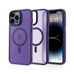 Husa MagSafe pentru iPhone 14 Pro Max, CASEY STUDIOS, de Protectie, Slim, pentru Incarcare Wireless, Margini Ridicate pentru Protectia Ecranului si a Camerelor Dark Purple 