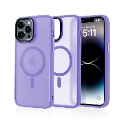 Husa MagSafe pentru iPhone 14 Pro Max, CASEY STUDIOS, de Protectie, Slim, pentru Incarcare Wireless, Margini Ridicate pentru Protectia Ecranului si a Camerelor Light Purple