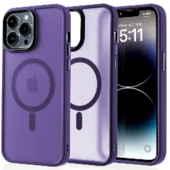 Husa MagSafe pentru iPhone 14 Pro Max, CASEY STUDIOS, de Protectie, Slim, pentru Incarcare Wireless, Margini Ridicate pentru Protectia Ecranului si a Camerelor Dark Purple