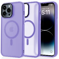 Husa MagSafe pentru iPhone 14 Pro Max, CASEY STUDIOS, de Protectie, Slim, pentru Incarcare Wireless, Margini Ridicate pentru Protectia Ecranului si a Camerelor Light Purple 