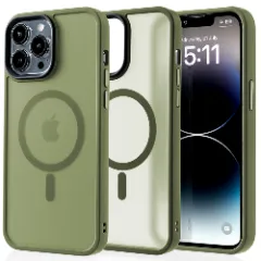 Husa MagSafe pentru iPhone 14 Pro Max, CASEY STUDIOS, de Protectie, Slim, pentru Incarcare Wireless, Margini Ridicate pentru Protectia Ecranului si a Camerelor Green 