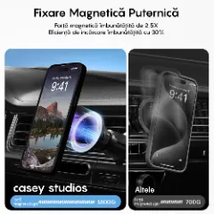 Husa MagSafe pentru iPhone 15, CASEY STUDIOS, de Protectie, Slim, pentru Incarcare Wireless, Margini Ridicate pentru Protectia Ecranului si a Camerelor Black