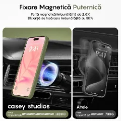 Husa MagSafe pentru iPhone 15, CASEY STUDIOS, de Protectie, Slim, pentru Incarcare Wireless, Margini Ridicate pentru Protectia Ecranului si a Camerelor Green