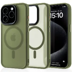 Husa MagSafe pentru iPhone 15, CASEY STUDIOS, de Protectie, Slim, pentru Incarcare Wireless, Margini Ridicate pentru Protectia Ecranului si a Camerelor Green 