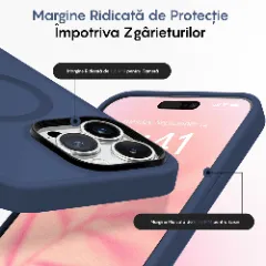 Husa MagSafe pentru iPhone 15 Pro, CASEY STUDIOS, de Protectie, Slim, pentru Incarcare Wireless, Margini Ridicate pentru Protectia Ecranului si a Camerelor Gentleman Blue