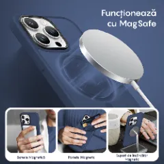 Husa MagSafe pentru iPhone 15 Pro, CASEY STUDIOS, de Protectie, Slim, pentru Incarcare Wireless, Margini Ridicate pentru Protectia Ecranului si a Camerelor Gentleman Blue