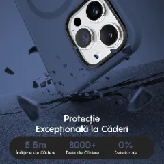 Husa MagSafe pentru iPhone 15 Pro, CASEY STUDIOS, de Protectie, Slim, pentru Incarcare Wireless, Margini Ridicate pentru Protectia Ecranului si a Camerelor Gentleman Blue