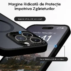 Husa MagSafe pentru iPhone 15 Pro, CASEY STUDIOS, de Protectie, Slim, pentru Incarcare Wireless, Margini Ridicate pentru Protectia Ecranului si a Camerelor Black