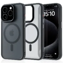 Husa MagSafe pentru iPhone 15 Pro, CASEY STUDIOS, de Protectie, Slim, pentru Incarcare Wireless, Margini Ridicate pentru Protectia Ecranului si a Camerelor Black 