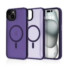 Husa MagSafe pentru iPhone 15 Plus, CASEY STUDIOS, de Protectie, Slim, pentru Incarcare Wireless, Margini Ridicate pentru Protectia Ecranului si a Camerelor Dark Purple 