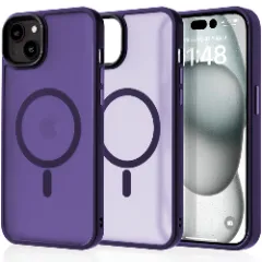 Husa MagSafe pentru iPhone 15 Plus, CASEY STUDIOS, de Protectie, Slim, pentru Incarcare Wireless, Margini Ridicate pentru Protectia Ecranului si a Camerelor Dark Purple