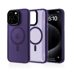 Husa MagSafe pentru iPhone 15 Pro Max, CASEY STUDIOS, de Protectie, Slim, pentru Incarcare Wireless, Margini Ridicate pentru Protectia Ecranului si a Camerelor Dark Purple