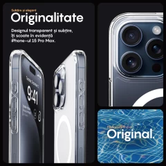 Husa MagSafe pentru iPhone 15 Pro Max, CASEY STUDIOS, de Protectie, Slim, pentru Incarcare Wireless, Margini Ridicate pentru Protectia Ecranului si a Camerelor Transparent