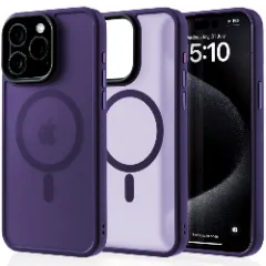 Husa MagSafe pentru iPhone 15 Pro Max, CASEY STUDIOS, de Protectie, Slim, pentru Incarcare Wireless, Margini Ridicate pentru Protectia Ecranului si a Camerelor Dark Purple