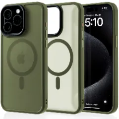 Husa MagSafe pentru iPhone 15 Pro Max, CASEY STUDIOS, de Protectie, Slim, pentru Incarcare Wireless, Margini Ridicate pentru Protectia Ecranului si a Camerelor Green 