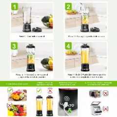 Mini Blender Portabil LAGATO Crystal Pro, 24000 RMP, 270W, 4000mAh, Capacitate 600ml, Type-C, 6 Lame de Otel, Tehnologie Pulse, Design Unic, Impermeabil, Smoothie-uri, Sucuri, Shake-uri Proteice Negru