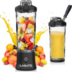 Mini Blender Portabil LAGATO Crystal Pro, 24000 RMP, 270W, 4000mAh, Capacitate 600ml, Type-C, 6 Lame de Otel, Tehnologie Pulse, Design Unic, Impermeabil, Smoothie-uri, Sucuri, Shake-uri Proteice