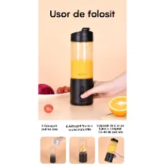 Mini Blender Portabil LAGATO BlendXpert Pro, 24000 RMP, 150W, 4000mAh, Capacitate 530ml, 6 Lame Ascutite de Otel, Tehnologie Pulse, Design Unic, Impermeabil, Smoothie-uri, Sucuri, Shake-uri Proteice, Negru Negru