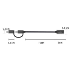 Adaptor - Type-C & Micro USB la USB 3.0, Plug & Play, 5Gbps Yesido 2in1 OTG Cable, GS02 - Negru Negru