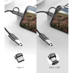 Adaptor - Type-C & Micro USB la USB 3.0, Plug & Play, 5Gbps Yesido 2in1 OTG Cable, GS02 - Negru Negru