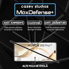 Folie Sticla CASEY STUDIOS compatibila cu Honor 200 Pro, Full Glue, Duritate Militara, Ultra HD, Anti Zgarieturi, Anti Amprente, Anti Socuri, Margini Negre Negru