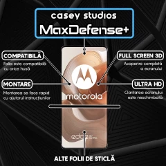 Folie Sticla CASEY STUDIOS compatibila cu Motorola Edge 50 Ultra, Full Glue, Duritate Militara, Ultra HD, Anti Zgarieturi, Anti Amprente, Anti Socuri, Margini Negre Negru