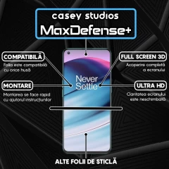 Folie Sticla CASEY STUDIOS compatibila cu OnePlus Nord 2T / Nord CE 5G, Full Glue, Duritate Militara, Ultra HD, Anti Zgarieturi, Anti Amprente, Anti Socuri, Margini Negre Negru