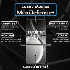 Folie Sticla CASEY STUDIOS compatibila cu Realme GT 6T, Full Glue, Duritate Militara, Ultra HD, Anti Zgarieturi, Anti Amprente, Anti Socuri, Margini Negre Negru