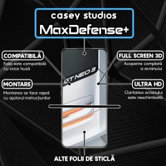 Folie Sticla CASEY STUDIOS compatibila cu Realme GT Neo 3 150W, Full Glue, Duritate Militara, Ultra HD, Anti Zgarieturi, Anti Amprente, Anti Socuri, Margini Negre Negru