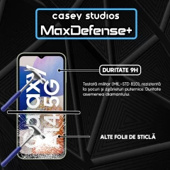 Folie Sticla CASEY STUDIOS compatibila cu Samsung Galaxy A14 5G, Full Glue, Duritate Militara, Ultra HD, Anti Zgarieturi, Anti Amprente, Anti Socuri, Margini Negre Negru