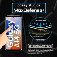 Folie Sticla CASEY STUDIOS compatibila cu Samsung Galaxy A14 5G, Full Glue, Duritate Militara, Ultra HD, Anti Zgarieturi, Anti Amprente, Anti Socuri, Margini Negre Negru