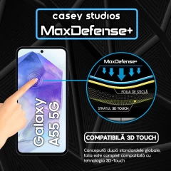 Folie Sticla CASEY STUDIOS compatibila cu Samsung Galaxy A35 / A55, Full Glue, Duritate Militara, Ultra HD, Anti Zgarieturi, Anti Amprente, Anti Socuri, Margini Negre Negru