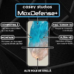 Folie Sticla CASEY STUDIOS compatibila cu Samsung Galaxy M35, Full Glue, Duritate Militara, Ultra HD, Anti Zgarieturi, Anti Amprente, Anti Socuri, Margini Negre Negru