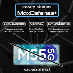 Folie Sticla CASEY STUDIOS compatibila cu Samsung Galaxy M55, Full Glue, Duritate Militara, Ultra HD, Anti Zgarieturi, Anti Amprente, Anti Socuri, Margini Negre Negru