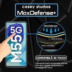 Folie Sticla CASEY STUDIOS compatibila cu Samsung Galaxy M55, Full Glue, Duritate Militara, Ultra HD, Anti Zgarieturi, Anti Amprente, Anti Socuri, Margini Negre Negru