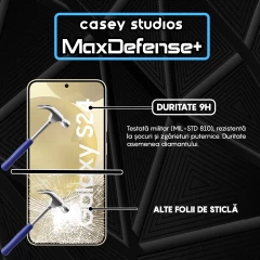 Folie Sticla CASEY STUDIOS compatibila cu Samsung Galaxy S24, Full Glue, Duritate Militara, Ultra HD, Anti Zgarieturi, Anti Amprente, Anti Socuri, Margini Negre Negru