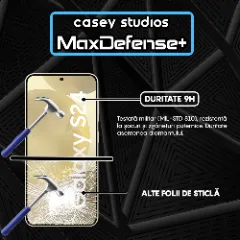 Folie Sticla CASEY STUDIOS compatibila cu Samsung Galaxy S24, Full Glue, Duritate Militara, Ultra HD, Anti Zgarieturi, Anti Amprente, Anti Socuri, Margini Negre Negru