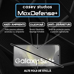 Folie Sticla CASEY STUDIOS compatibila cu Samsung Galaxy S24 Plus, Full Glue, Duritate Militara, Ultra HD, Anti Zgarieturi, Anti Amprente, Anti Socuri, Margini Negre Negru