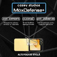 Folie Sticla CASEY STUDIOS compatibila cu Samsung Galaxy Z Flip4, Full Glue, Duritate Militara, Ultra HD, Anti Zgarieturi, Anti Amprente, Anti Socuri, Margini Negre Negru