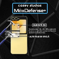 Folie Sticla CASEY STUDIOS compatibila cu Samsung Galaxy Z Flip4, Full Glue, Duritate Militara, Ultra HD, Anti Zgarieturi, Anti Amprente, Anti Socuri, Margini Negre Negru