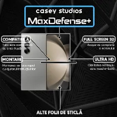 Folie Sticla CASEY STUDIOS compatibila cu Samsung Galaxy Z Fold5, Full Glue, Duritate Militara, Ultra HD, Anti Zgarieturi, Anti Amprente, Anti Socuri, Margini Negre Negru