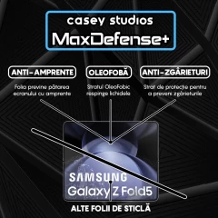 Folie Sticla CASEY STUDIOS compatibila cu Samsung Galaxy Z Fold5, Full Glue, Duritate Militara, Ultra HD, Anti Zgarieturi, Anti Amprente, Anti Socuri, Margini Negre Negru