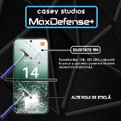 Folie Sticla CASEY STUDIOS compatibila cu Xiaomi 13 / 14, Full Glue, Duritate Militara, Ultra HD, Anti Zgarieturi, Anti Amprente, Anti Socuri, Margini Negre Negru