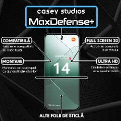 Folie Sticla CASEY STUDIOS compatibila cu Xiaomi 13 / 14, Full Glue, Duritate Militara, Ultra HD, Anti Zgarieturi, Anti Amprente, Anti Socuri, Margini Negre Negru