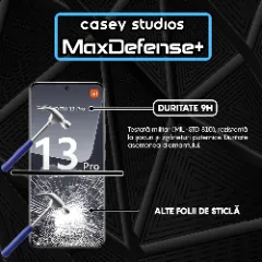 Folie Sticla CASEY STUDIOS compatibila cu Xiaomi 13 Pro, Full Glue, Duritate Militara, Ultra HD, Anti Zgarieturi, Anti Amprente, Anti Socuri, Margini Negre Negru