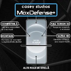 Folie Sticla CASEY STUDIOS compatibila cu Xiaomi 14 Ultra, Full Glue, Duritate Militara, Ultra HD, Anti Zgarieturi, Anti Amprente, Anti Socuri, Margini Negre Negru