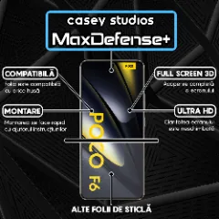 Folie Sticla CASEY STUDIOS compatibila cu Xiaomi Poco F6, Full Glue, Duritate Militara, Ultra HD, Anti Zgarieturi, Anti Amprente, Anti Socuri, Margini Negre Negru