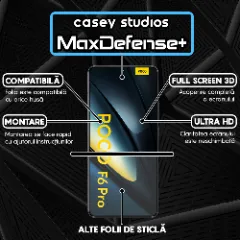 Folie Sticla CASEY STUDIOS compatibila cu Xiaomi Poco F6 Pro, Full Glue, Duritate Militara, Ultra HD, Anti Zgarieturi, Anti Amprente, Anti Socuri, Margini Negre Negru