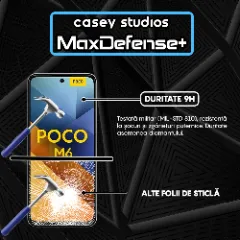 Folie Sticla CASEY STUDIOS compatibila cu Xiaomi Poco M6 4G, Full Glue, Duritate Militara, Ultra HD, Anti Zgarieturi, Anti Amprente, Anti Socuri, Margini Negre Negru